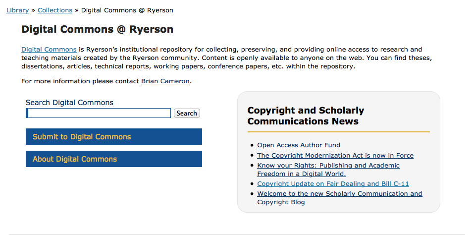 Current New Digital Commons Page
