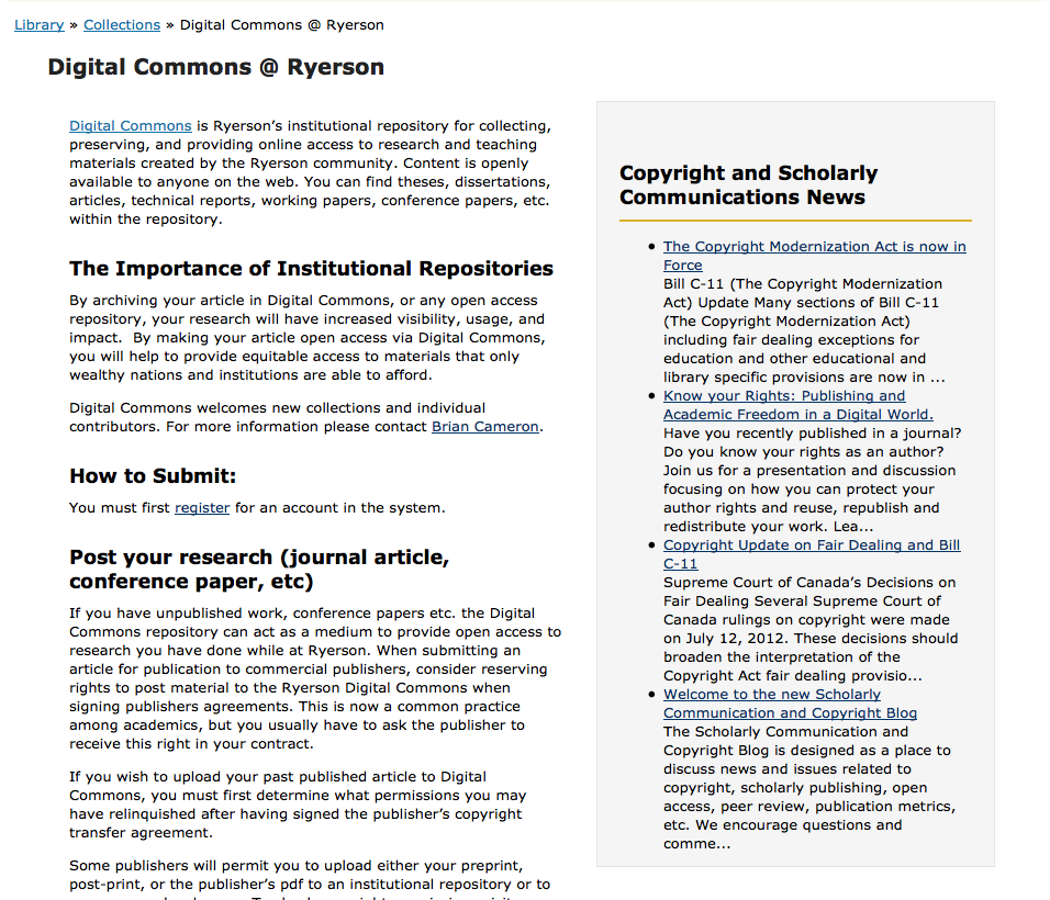 Old Digital Commons Page