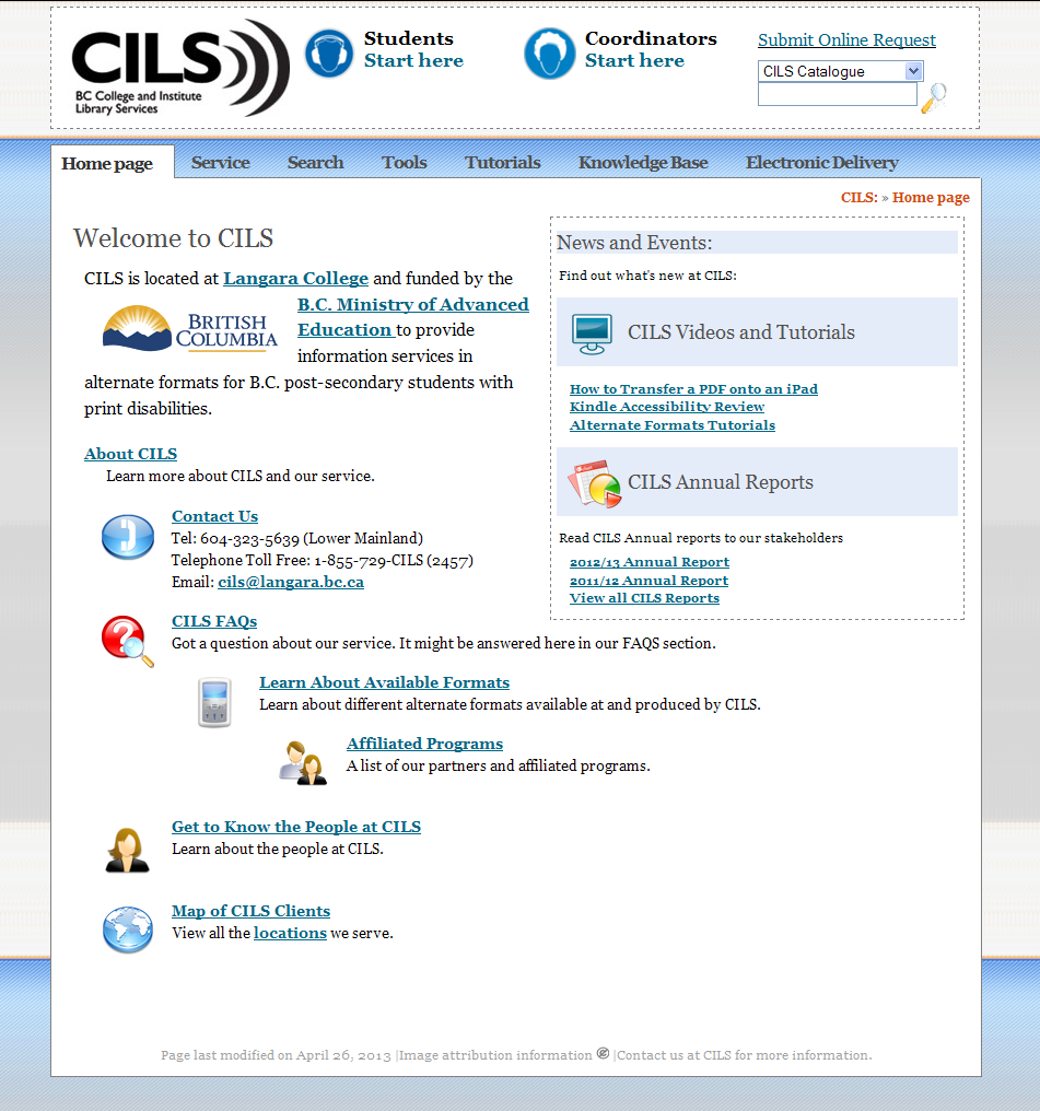 former CILS front page