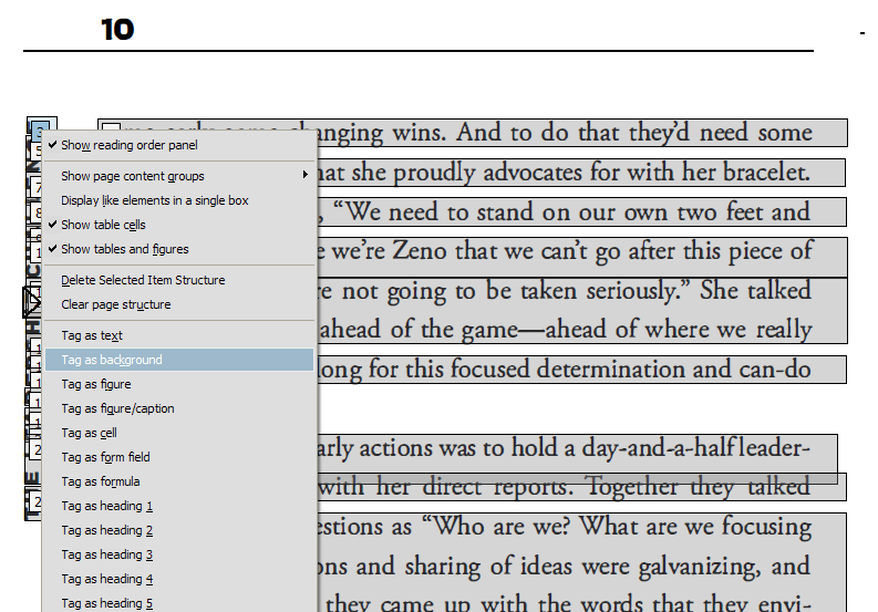 Tag Text as Background in Adobe Acrobat Pro