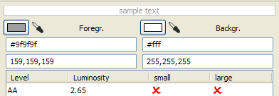 contrast check results of visited link colour with background