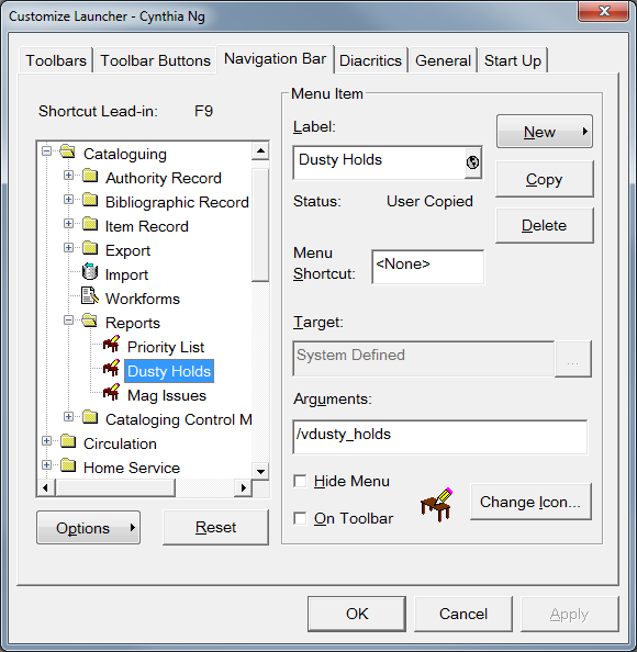 horizon custom nav entry