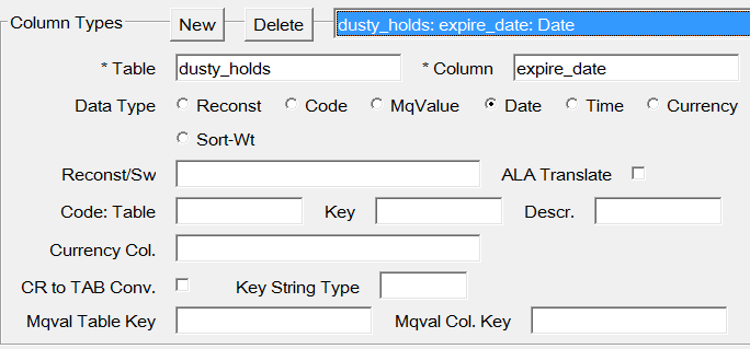 horizon mq view column type example