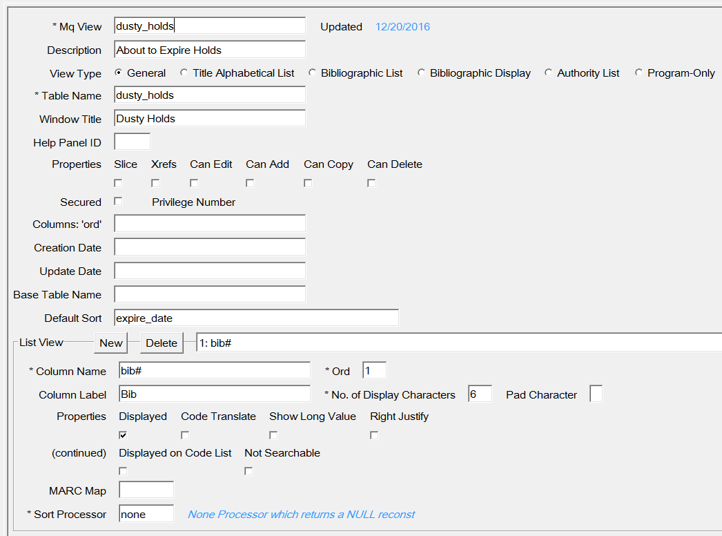 screenshot of example mq view