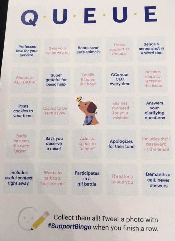 bingo card, support themed